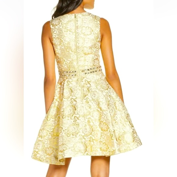 Lilly Pulitzer LEVY A-Line DRESS Gold Metallic Blooming Floral Brocade 00 NEW - Picture 7 of 9